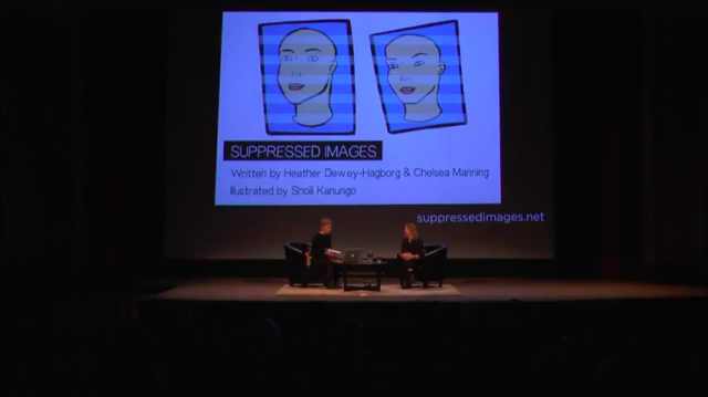 Heather Dewey-Hagborg and Chelsea Manning at the University of Michigan