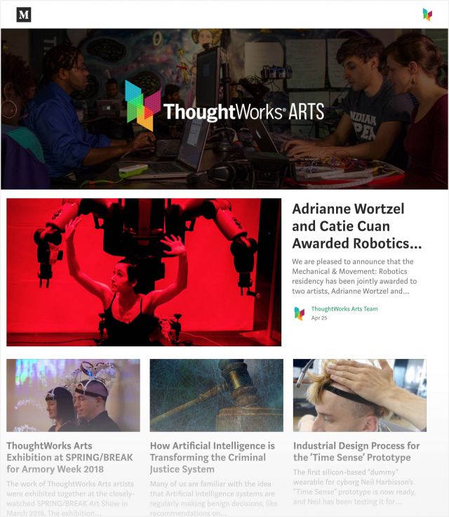 A screenshot of the Thoughtworks Arts Medium profile