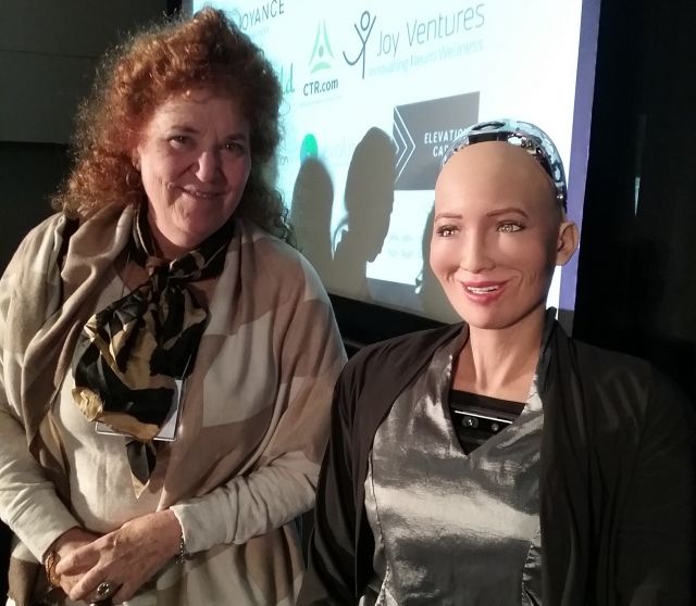 Ellen Pearlman with Sofia the Robot