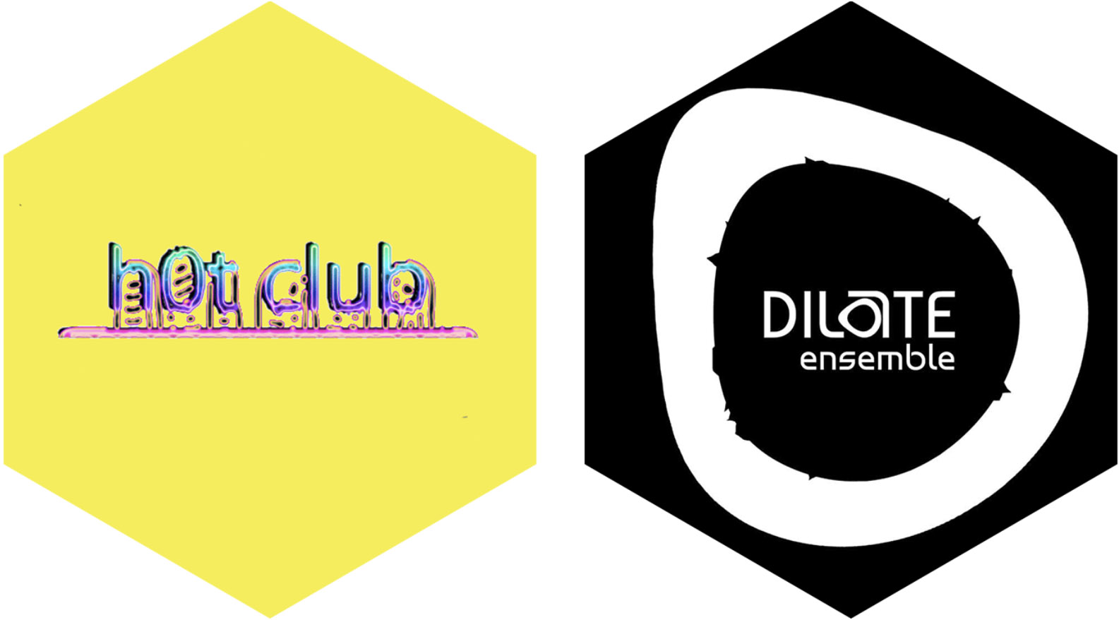 Logos for h0t club and Dilate Ensemble
