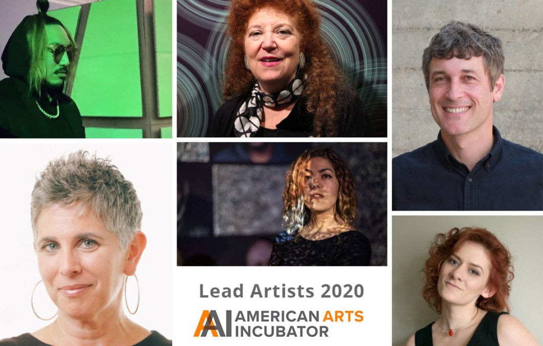 A graphic showing six winners of American Arts Incubator Lead Artists 2020 awards