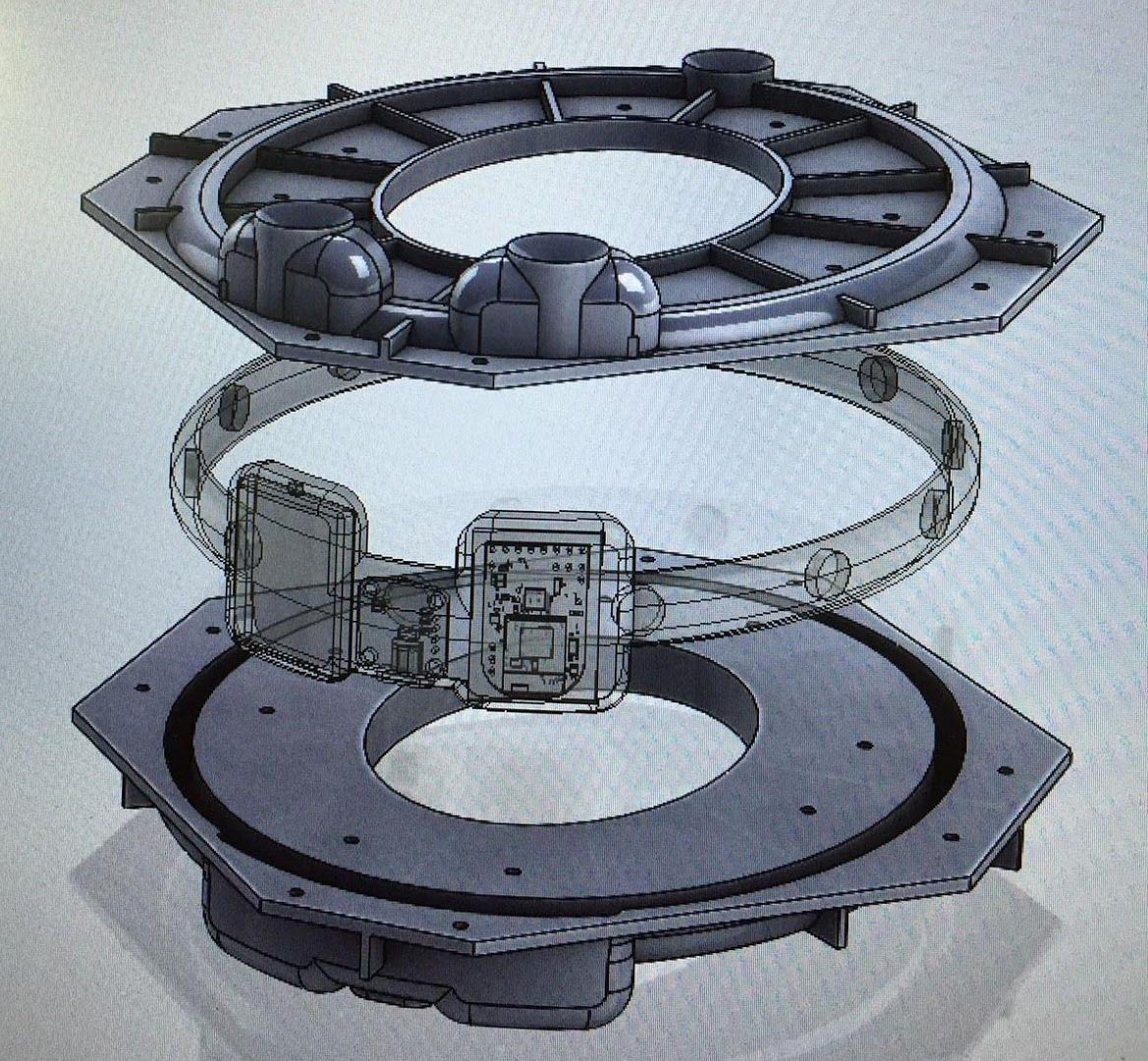 A 3D visualization of the two-part mold creating the wearable